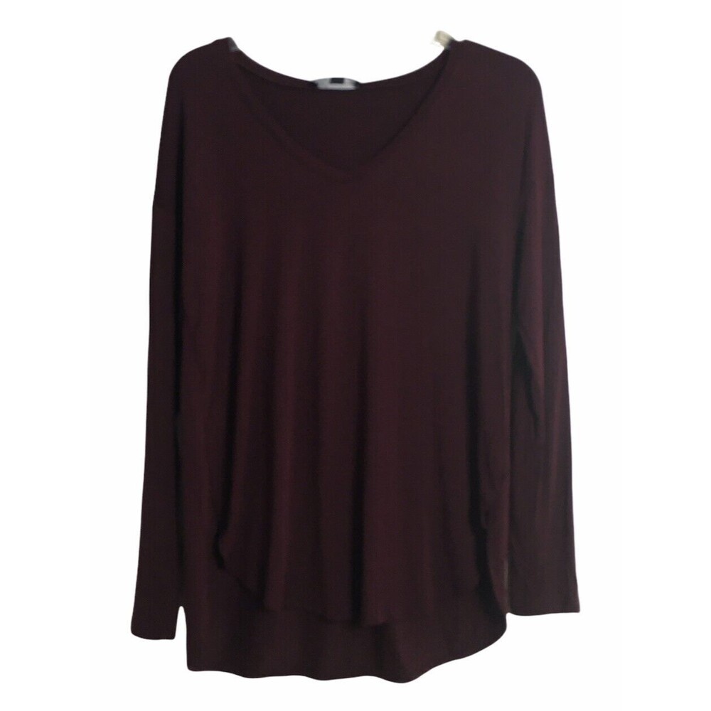 INC Shirt Long Sleeves Burgundy V-Neck Casual Pullover Size S